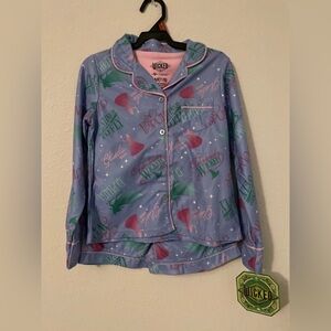 Wicked Girls Warm and Cozy Shorts and L/S top Pajama Set - Blue and Pink size M